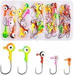 Fishing Jig Heads Lure,Fishing Jig Lures Round Ball Head Hooks Swimbait Jig Heads for Walleye Bass Crappie Fishing Swimbait Jig Hooks Saltwater Freshwater Fishing Tackle Box 55PCS