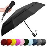 EEZ-Y Compact Travel Umbrella w/Windproof Double Canopy Construction - Auto Open Close Button for One Handed Operation - Sturdy Portable and Lightweight for Easy Carry