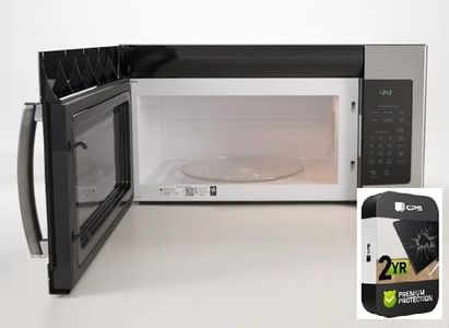 GE JVM3160RFSS 1.6 Cu. Ft. Over-the-Range Microwave Oven Stainless Steel Bundle with 2 YR CPS Enhanced Protection Pack