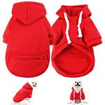 Dog Hoodie Pet Clothes for Dog Cat Dog Sweaters Small Breed Fashion Puppy with Fruit Snack Zipper Pocket Dog Cat Drawstring Sweatshirt (Red, Small)