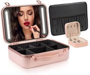 Extrei Gent Makeup Travel Lighted Case with Large LED Light Mirror Coetic Bag Organizer Professional Adjustable Divider Storage, Waterproof Portable Make up Train Box Accessories And Tools Case,