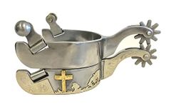 AJ Tack Praying Cowboy Horse Cross Western Show Spurs Sweet Iron Silver Engraving Mens