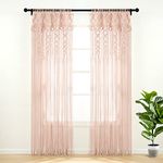 Lush Decor Boho Macrame Textured Cotton Window Curtain/Room Divider/Doorway/Wall Decor, 84" L x 40" W, Blush