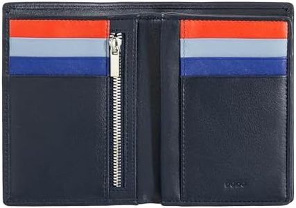 DUDU Cartera de Hombre a Libro RFID en Piel Multicolor con Cremallera Navy