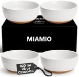 MIAMIO – Set of 4, 750 ml Ceramic Soup Bowls/Cereal Bowl Set for Salad, Oatmeal, Fruit, Rice – Dishwasher & Microwave Safe – Aura Collection