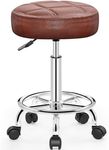 Brick Attic Rolling Stool with Wheels, PU Leather Small Office Chair with Foot Rest,Versatile Adjustable Swivel Stool for Tattoo Massage Salon Spa Teach Medical Facial Office Home Work Kitchen