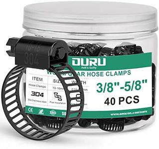 OURU 40PCS 3/8"-5/8 Black Hose Clamp,Adjustable 10-16mm Small Hose Clamps Stainless Steel,Metal Worm Gear Drive Hose Clamps for Automotive,Plumbing,Intercooler,Pipe,Fuel Line Radiator Clamps