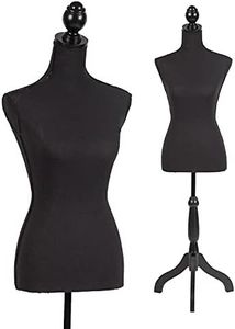 Mannequin Dress Form Mannequin Torso 60-67 Inch Height Adjustable Clothing Forms Easy to Move for Clothing Dress Jewelry Display with Tripod Wooden Base (Black, 60-67inches)