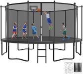 YORIN Tranpolin 15FT Tranpoline for Kids and Adults, Outdoor Tranpoline with Basketball Hoop, Enclosure Net, Back Yard Heavy Duty Recreational Tranpolines, ASTM Approved, Beautiful Black