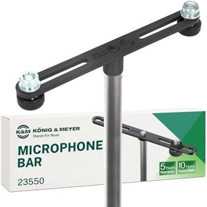 K&M König & Meyer 23550.500.55 Microphone Bar | Adjustable Positioning for Two Mics or Booms | 5/8“ Thread Stand Connector | Professional Choice Made in Germany Black