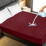 GADDA CO Waterproof Cotton Feel Quilted Mattress Protector King Size Breathable Hypoallergenic Ultra Soft Fitted Bed Protector 72x72 Inch Bed Cover (King 72x72 inch 6x6 ft, Maroon)