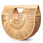 Bamboo Nature Handbag, Summer Handmade Rattan Basket Fashion Beach Handbag For Women