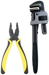 STANLEY 70-482 8-inch Sturdy Steel Combination Plier with STANLEY 71-642 12-inch 300mm Stilson Type Pipe Wrench