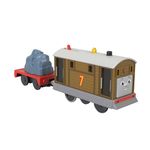 Thomas & Friends Motorized Toy Train Toby Battery-Powered Engine with Cargo Car for Preschool Pretend Play Ages 3+ Years, HTN30