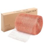 Copper Mesh,125mmX12m(5" x39.37ft),Pure Copper Mesh Roll Knit Copper Mesh,Gap Blocker for Building Hole,Protect Saplings&Seeds,Barbecue Grill Clean,Fill Fabric DIY.