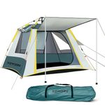 NEWDRU Waterproof Camping Tent for 3-4 Person | UV Protection, Lightweight & Easy Setup | Perfect for Hiking, Trekking & Outdoor Adventures - CampGuard Pro (Silver-Olive)
