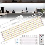 Enteenly Under Cabinet Strip Lights Kit 9.8ft/3m, 12V UK Plug White Dimmable LED Strip with Remote, Flexible LED Lighting Strips for Kitchen, Shelf, Cupboard, TV, Desk, Plug in Cold White 6500K