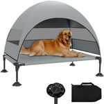 Elevated Dog Bed with Canopy, Raised Outdoor Dog Cot with Stable Anti-Slip Feet, Pet Bed with Removable Canopy Shade Tent, Dog Bed for Large Dog Indoor Outdoor (Grey, 42.0" L x 30.0" W x 33.0" Th)