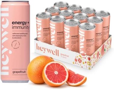 heywell Energy Adaptogenic Sparkling Water, Grapefruit, 12 oz (12 Pack)