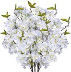 Grand Verde Artificial Apple Blossom Silk Flowers Tree Branches 33” Long Stems Faux Bouquet for Tall Vase Indoor Home Decor DIY Wedding Centerpiece Decoration, Bulk 3pcs (White)