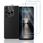 TUTUO [2+2 Pack Tempered Glass Compatible with Sony Xperia 1 VI Screen Protector + Camera Lens Protector, [Anti-Scratch] [Bubble Free] 9H Hardness HD Clear Tempered Glass Film