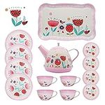 Pink Tea Set for Little Girls,Flowe