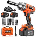 GEARLASSO 1300N.m(960Ft-lbs) Cordless Impact Wrench 1/2" Brushless High Torque Impact Wrench with 2X 4.0Ah Batteries, 6 Sockets, Charger, Extension Bar for Car, RV, Truck Wheel Lug Nuts