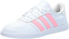 adidas Women's Breaknet Sleek Sneaker, White/Pink Spark/White, 8.5