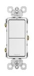 Legrand Radiant RCD11WCC6 15 Amp Combination 2-in-1 Decorator Rocker Light Switch, Two Single Pole Switches, White (1 Count)