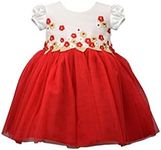 Bonnie Jean Baby Girl's Holiday Christmas Dress - Red and Ivory Flower Dress for Baby and Toddler Girls, Red, 3-6 Months