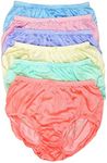 Littledream Lot of 6 Vintage Size L Sheer Transparent Silk Nylon Panties Men Womens Full Cut Briefs Knicker Underwear Hips 36"-44" High Waist Granny Brief Mushroom Gusset