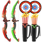 Doloowee 2 Pack Bow and Arrow for Kids Toys with LED Lights - Archery Set with 2 Bow, 16 Suction Cups Arrows 2 Target and 2 Shoulder-Strapped Quiver Indoor and Outdoor Toys for Boys and Girls