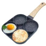 BHAVYAM Non Stick Egg Frying pan with Blocks Aluminium Fry pan for Cooking with Wooden Handle Egg Omelette pan Round with Detachable Handle (1 pcs)