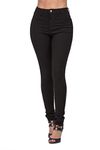 High Waisted-Rise Colored Stretch Skinny Destroyed Ripped Distressed Jeans for Women Olive Mustard RED, Black, Large