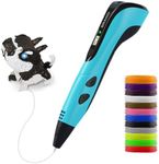 3D Pen for Kids,3D Printing Pen with 12 Color PLA Filaments(1.75mm),3D Drawing Pen with LED Display, Stencil Book, Christmas Art＆Creative Crafts Gift for Kids (Blue)
