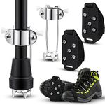 3 Pieces Cane Tips for Ice Metal Retractable Hiking Attachment Crampon Traction Cleats Anti Traction Grips Retractable Ice Cane Tip for Walking Jogging Hiking Mountaineering Ice Snow Grips