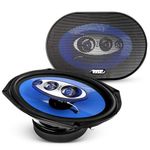 Pyle, Car Speaker, 6”x9” Car Sound Speaker (Pair), Upgraded Blue Poly Injection Cone 4-Way 400 Watts w/ Non-fatiguing Butyl Rubber Surround 50-20Khz Frequency Response 4 Ohm & 1.25” ASV Voice Coil