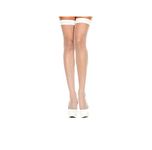 Mytoptrendz® Woman's Stockings for Suspenders - Fishnet Stockings Plain Top, Classic Lines Burlesque Hosiery ( White Plain Top))