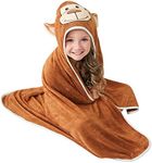 HIPHOP PANDA Hooded Towel - Rayon Made from Bamboo, Bath Towel with Bear Ears for Newborn, Babie, Toddler, Infant - Absorbent Large Baby Towel - Monkey, 30 x 40 Inch