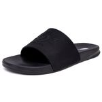 Nautica Men's Open Toe Slide Sandals - Comfortable Indoor & Outdoor Shower Slippers, Black Mono Porter, 8