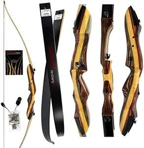 Southwest Archery Tigershark Takedown Recurve Bow – 62" Hunting Bow – Left & Right Handed – Draw Weights in 16lb-60lb – USA Based Company – Includes Stringer Tool (Standard, Left Hand, 55lb)