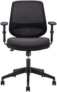Amazon Basics Chaise de bureau réglable à dossier mi-hauteur en maille rembourrée, avec accoudoirs et soutien lombaire, 63,5 x 58 x 91 cm, Noir (Anciennement marque Movian)
