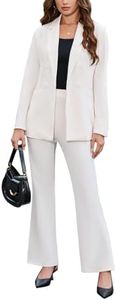 Agenlulu Women's 2 Piece Suits Business Casual Outfits Long Sleeve Solid Blazer Pantsuits Professional Office Work Sets Beige