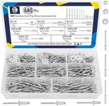 ZQZ 680Pcs Stainless Steel Pop Rivets, 8 Sizes Stainless Rivits with 1/8" 5/32" 3/16" Blind Rivets and Washers Assortment Kit