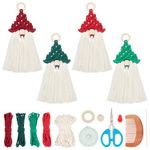 FREEBLOSS 4 Set DIY Macrame Christmas Gnomes Santa Claus Kit DIY Macrame Santa Claus for Christmas Tree Decor Christmas Tree Hanging Gnomes Santa Elf Instructions Included Holiday Decor