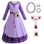 Lgandpg Wish Asha Costume Dress for Girls Asha Princess Gown Costumes With Accessories