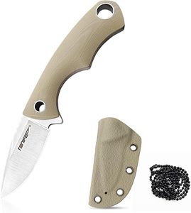 TONIFE Neck Knife Mini Outdoor Survival Fixed Blade Knife, EDC Knife High Hardness Sharp Blade 4.3cm Portable Neck Knife with Kydex Sheath and Ball Chain (warm sand)