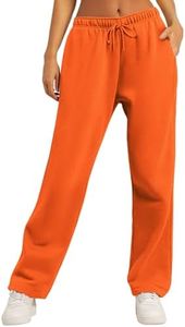 AUTOMET Women's Straight Leg Sweatpants Fleece Lined Lounge Pants Orange XL