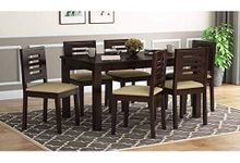 Jangid Handicraft Solid Sheesham Wood Dining Table 6 Seater | Wooden Six Seater Dinning Table with 6 Chairs for Home | Chairs with Cushion | Dining Room Sets for Restaurants | Brown Walnut Finish