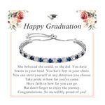 PDTU Graduation Gifts for Her, 2024 Graduation Gifts Silver Tennis Cubic Zirconia Adjustable Bracelet Graduation Presents for Daughter Granddaughter Niece Bestie